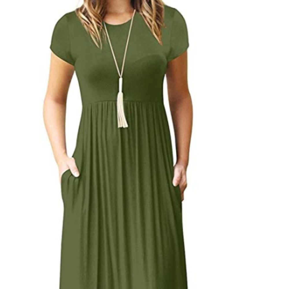 Euovmy Olive Green Maxi Dress